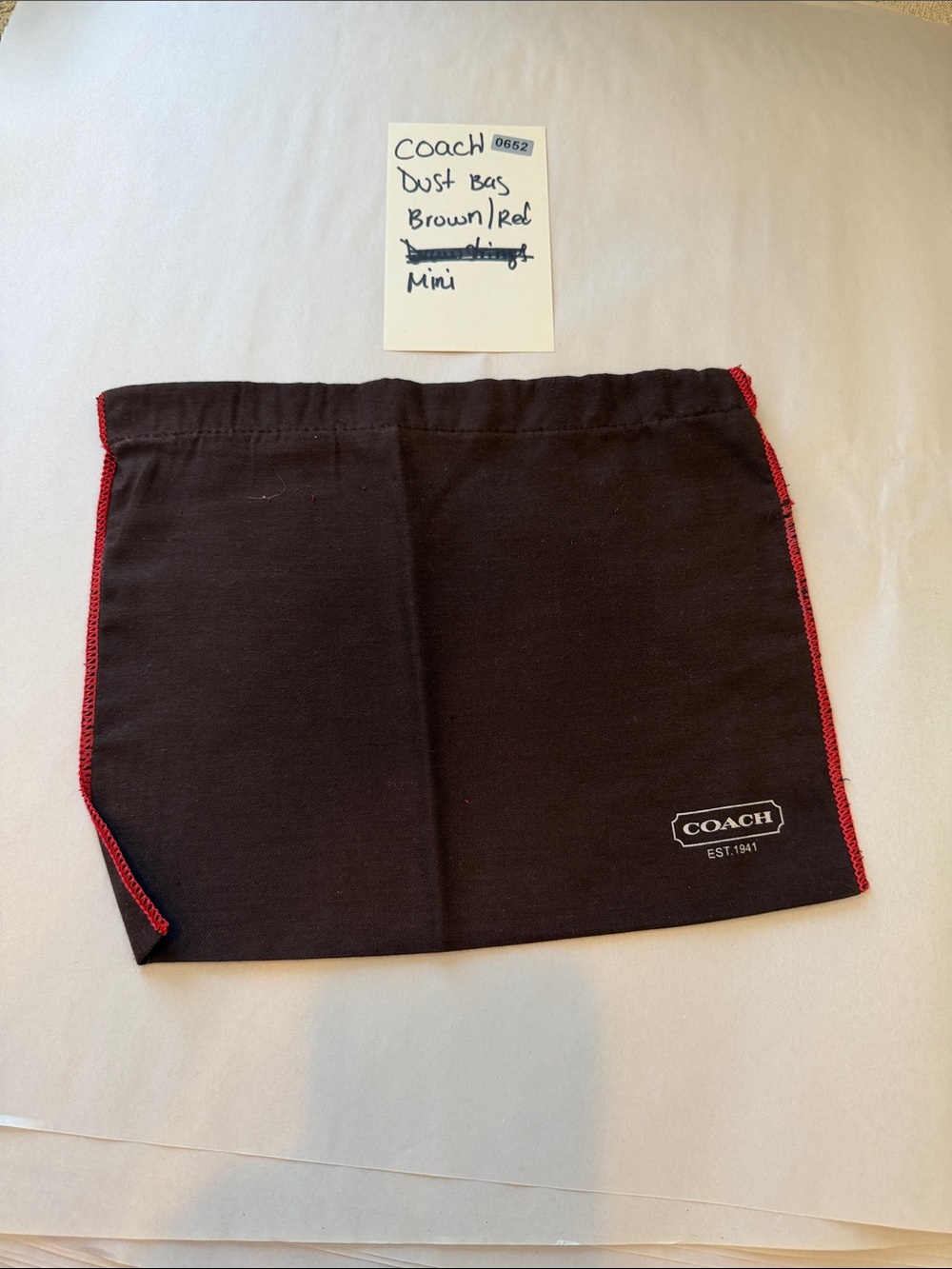 Coach Brown Mini Dust Bag with Red Trim